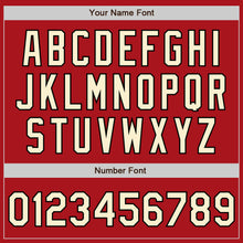 Load image into Gallery viewer, Custom Red Cream-Black Bomber Full-Snap Varsity Letterman Split Fashion Jacket