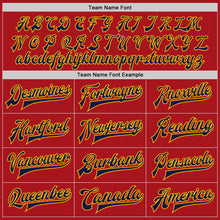 Загрузить изображение в средство просмотра галереи, Custom Red Navy-Gold Bomber Full-Snap Varsity Letterman Two Tone Jacket