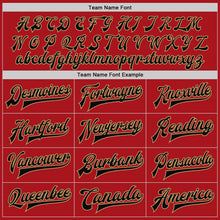 Charger l'image dans la galerie, Custom Red Black-Old Gold Bomber Full-Snap Varsity Letterman Two Tone Jacket