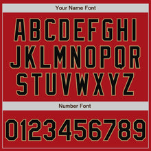 Charger l'image dans la galerie, Custom Red Black-Old Gold Bomber Full-Snap Varsity Letterman Two Tone Jacket