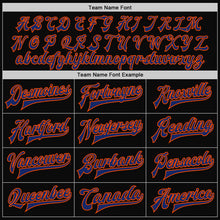 Charger l'image dans la galerie, Custom Black Royal-Orange Bomber Full-Snap Varsity Letterman Two Tone Jacket
