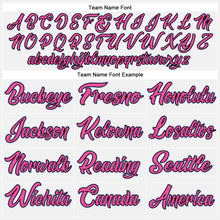 Load image into Gallery viewer, Custom White Light Blue Pink-Black Bomber Full-Snap Varsity Letterman Two Tone Jacket