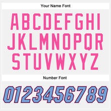 Load image into Gallery viewer, Custom White Light Blue Pink-Black Bomber Full-Snap Varsity Letterman Two Tone Jacket