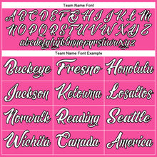 Load image into Gallery viewer, Custom Pink White Light Blue-Black Bomber Full-Snap Varsity Letterman Split Fashion Jacket