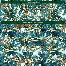 Загрузить изображение в средство просмотра галереи, Custom Green Cream Tropical Tiger And Giraffe With Palms 3D Pattern Design Bomber Full-Snap Varsity Letterman Jacket