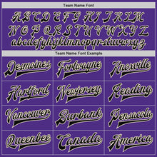 Charger l'image dans la galerie, Custom Purple Black-Cream Bomber Full-Snap Varsity Letterman Jacket
