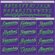 Charger l'image dans la galerie, Custom Purple Kelly Green Cream-Black Bomber Full-Snap Varsity Letterman Jacket