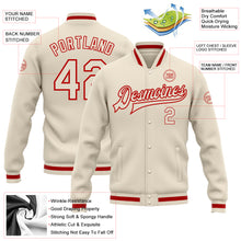 Charger l'image dans la galerie, Custom Cream Cream-Red Bomber Full-Snap Varsity Letterman Jacket