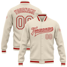 Charger l'image dans la galerie, Custom Cream Cream-Red Bomber Full-Snap Varsity Letterman Jacket