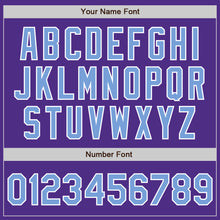 Load image into Gallery viewer, Custom Purple Light Blue-Pink Bomber Full-Snap Varsity Letterman Split Fashion Jacket