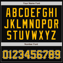 Charger l'image dans la galerie, Custom Black Gold-Gray Bomber Full-Snap Varsity Letterman Two Tone Jacket