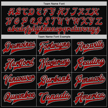 Charger l'image dans la galerie, Custom Black Red-Gray Bomber Full-Snap Varsity Letterman Two Tone Jacket