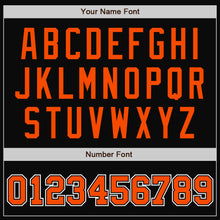 Charger l'image dans la galerie, Custom Black Orange-Gray Bomber Full-Snap Varsity Letterman Two Tone Jacket