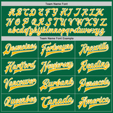 Load image into Gallery viewer, Custom Kelly Green Gold-White Bomber Full-Snap Varsity Letterman Two Tone Jacket