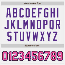 Charger l'image dans la galerie, Custom White Pink Black-Purple Bomber Full-Snap Varsity Letterman Jacket