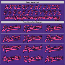 Charger l'image dans la galerie, Custom Purple Black-Pink Bomber Full-Snap Varsity Letterman Jacket