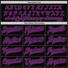 Charger l'image dans la galerie, Custom Black Pink-Purple Bomber Full-Snap Varsity Letterman Two Tone Jacket