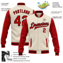 Charger l'image dans la galerie, Custom Cream Red-Black Bomber Full-Snap Varsity Letterman Two Tone Jacket