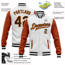 Charger l'image dans la galerie, Custom White Black-Texas Orange Bomber Full-Snap Varsity Letterman Two Tone Jacket