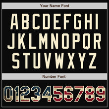 Laden Sie das Bild in den Galerie-Viewer, Custom Black Vintage USA Flag-Cream Bomber Full-Snap Varsity Letterman Jacket