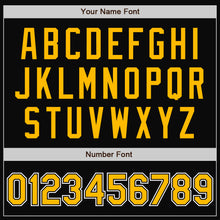 Загрузить изображение в средство просмотра галереи, Custom Black Gold-White Bomber Full-Snap Varsity Letterman Jacket