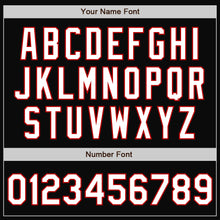 Load image into Gallery viewer, Custom Black White-Red Bomber Full-Snap Varsity Letterman Jacket