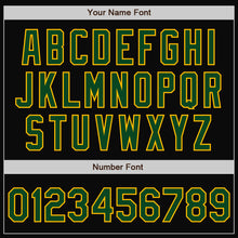 Загрузить изображение в средство просмотра галереи, Custom Black Green-Gold Bomber Full-Snap Varsity Letterman Jacket