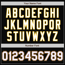 Загрузить изображение в средство просмотра галереи, Custom Black White Purple-Gold Bomber Full-Snap Varsity Letterman Jacket