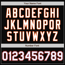 Charger l'image dans la galerie, Custom Black White Purple-Orange Bomber Full-Snap Varsity Letterman Jacket