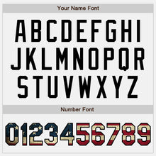 Charger l'image dans la galerie, Custom White Vintage USA Flag-Black Bomber Full-Snap Varsity Letterman Jacket