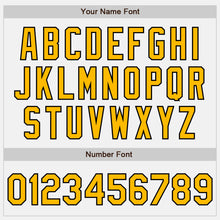 Загрузить изображение в средство просмотра галереи, Custom White Gold-Black Bomber Full-Snap Varsity Letterman Jacket