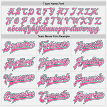 Charger l'image dans la galerie, Custom White Kelly Green-Pink Bomber Full-Snap Varsity Letterman Jacket