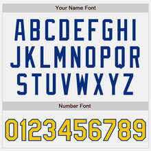 Laden Sie das Bild in den Galerie-Viewer, Custom White Yellow-Royal Bomber Full-Snap Varsity Letterman Jacket