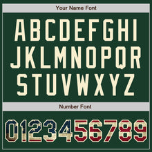 Laden Sie das Bild in den Galerie-Viewer, Custom Green Vintage USA Flag Cream-Black Bomber Full-Snap Varsity Letterman Jacket