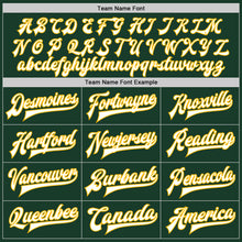 Load image into Gallery viewer, Custom Green White-Gold Bomber Full-Snap Varsity Letterman Jacket