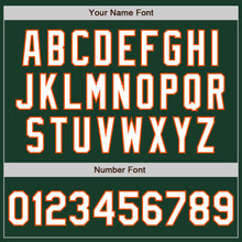 Load image into Gallery viewer, Custom Green White Orange-Black Bomber Full-Snap Varsity Letterman Jacket