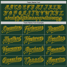 Загрузить изображение в средство просмотра галереи, Custom Green Gold Bomber Full-Snap Varsity Letterman Jacket