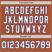 Load image into Gallery viewer, Custom Texas Orange White-Royal Bomber Full-Snap Varsity Letterman Jacket