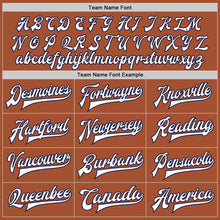 Load image into Gallery viewer, Custom Texas Orange White-Navy Bomber Full-Snap Varsity Letterman Jacket