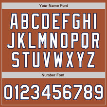 Load image into Gallery viewer, Custom Texas Orange White-Navy Bomber Full-Snap Varsity Letterman Jacket