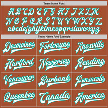 Load image into Gallery viewer, Custom Texas Orange White-Aqua Bomber Full-Snap Varsity Letterman Jacket