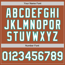 Load image into Gallery viewer, Custom Texas Orange White-Aqua Bomber Full-Snap Varsity Letterman Jacket