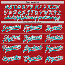 Load image into Gallery viewer, Custom Red Teal-White Bomber Full-Snap Varsity Letterman Jacket