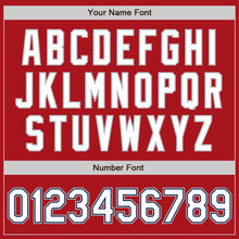 Загрузить изображение в средство просмотра галереи, Custom Red White Navy-Gray Bomber Full-Snap Varsity Letterman Jacket