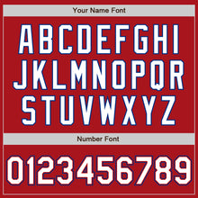 Загрузить изображение в средство просмотра галереи, Custom Red White-Royal Bomber Full-Snap Varsity Letterman Jacket