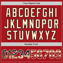 Load image into Gallery viewer, Custom Red Vintage USA Flag Cream-Black Bomber Full-Snap Varsity Letterman Jacket