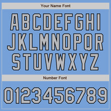 Load image into Gallery viewer, Custom Light Blue Gray-Black Bomber Full-Snap Varsity Letterman Jacket