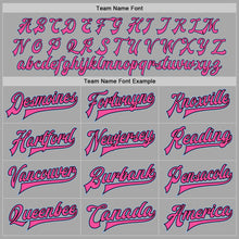 Laden Sie das Bild in den Galerie-Viewer, Custom Gray Light Blue Black-Pink Bomber Full-Snap Varsity Letterman Jacket