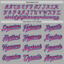 Load image into Gallery viewer, Custom Gray Sky Blue Black-Pink Bomber Full-Snap Varsity Letterman Jacket