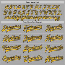 Load image into Gallery viewer, Custom Gray Gold-Navy Bomber Full-Snap Varsity Letterman Jacket
